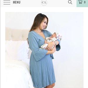 Caden lane solid dusty blue maternity robe